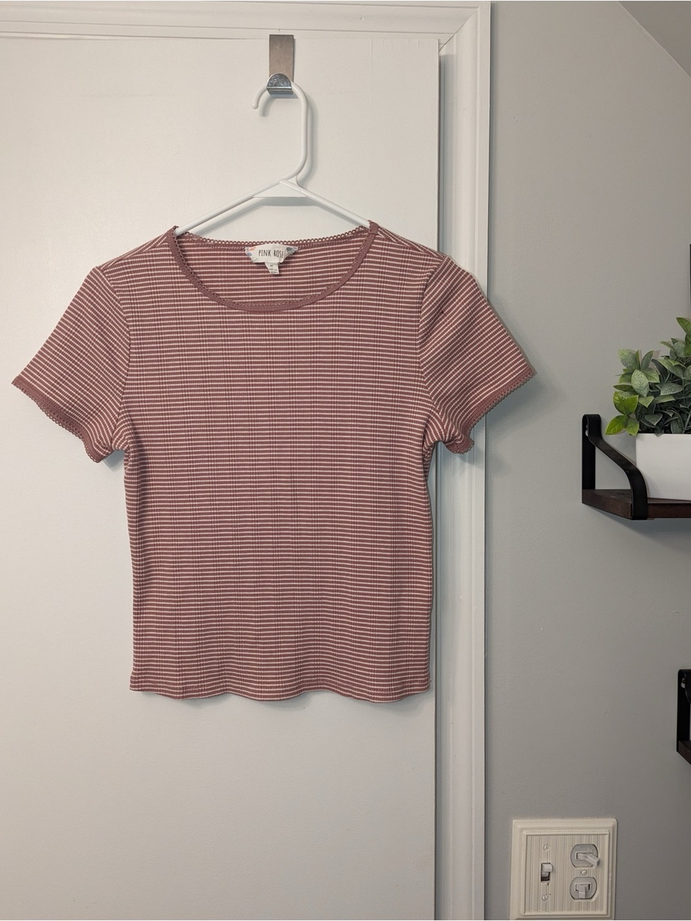 Pink Striped Crop Top